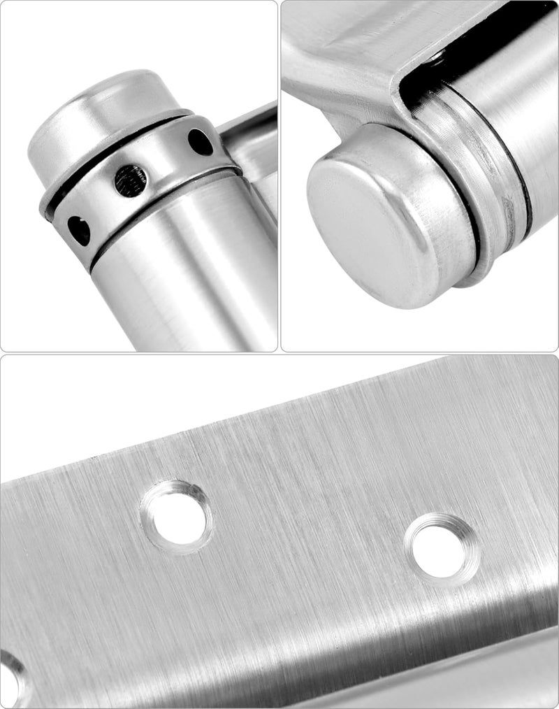 QWORK Heavy Duty Cafe Saloon Bars Door Swing Hinges, 4 Pack 5" Stainless Steel Self Closing Swing Hinges, Double Action Spring Door Hinges, Including Pins and Screws - Image 5